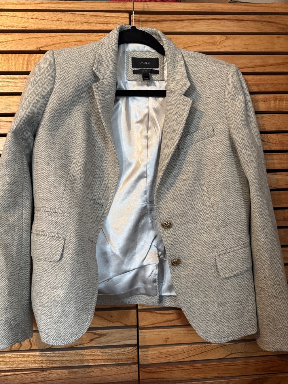 J. Crew Women's Light Gray Herringbone Blazer